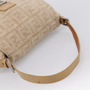 FENDI Mamma Baguette Shoulder Bag Wool Beige Silver Auth 200802V-7