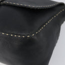 FENDI Selleria Mamma Baguette Shoulder Bag Leather Black Silver Auth 200803A-14
