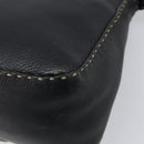 FENDI Selleria Mamma Baguette Shoulder Bag Leather Black Silver Auth 200803A-16