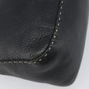 FENDI Selleria Mamma Baguette Shoulder Bag Leather Black Silver Auth 200803A-17