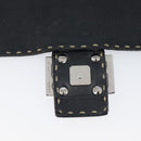 FENDI Selleria Mamma Baguette Shoulder Bag Leather Black Silver Auth 200803A-20