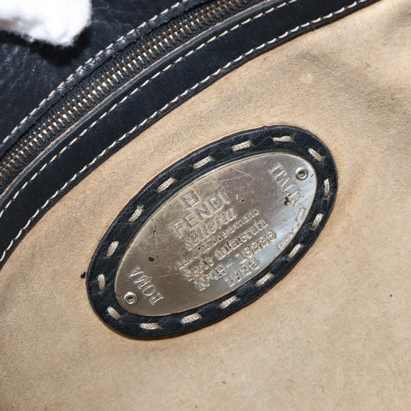 FENDI Selleria Mamma Baguette Shoulder Bag Leather Black Silver Auth 200803A