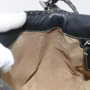 FENDI Selleria Mamma Baguette Shoulder Bag Leather Black Silver Auth 200803A-22