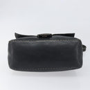 FENDI Selleria Mamma Baguette Shoulder Bag Leather Black Silver Auth 200803A-5