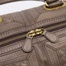 BOTTEGA VENETA INTRECCIATO Boston Bag Leather Brown Gold 162194 Auth 200806V-17