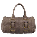 BOTTEGA VENETA INTRECCIATO Boston Bag Leather Brown Gold 162194 Auth 200806V-13