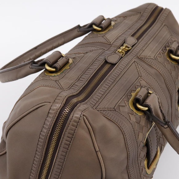BOTTEGA VENETA INTRECCIATO Boston Bag Leather Brown Gold 162194 Auth 200806V