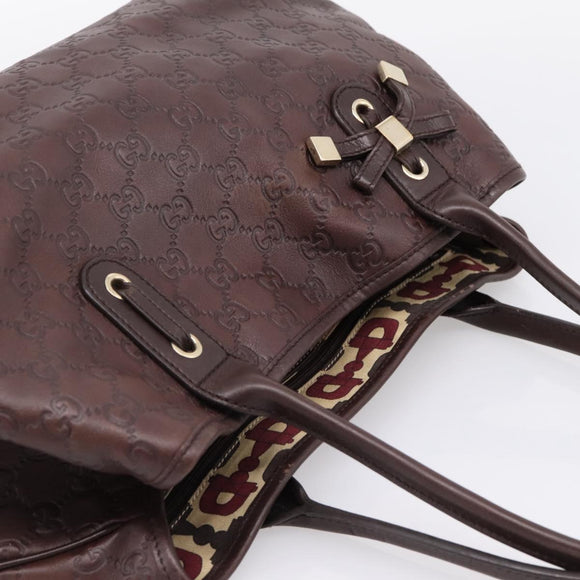 GUCCI GuccissimaGG Tote Bag Leather Dark Brown Gold Tone 163805 Auth 200808V
