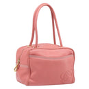 LOEWE Hand Bag Leather Pink Gold Tone Auth 200810V-1