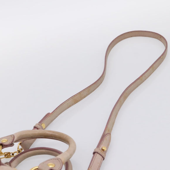 Miu Miu Vitellolux Hand Bag Leather 2way Beige Gold Tone Auth 200811