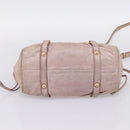 Miu Miu Vitellolux Hand Bag Leather 2way Beige Gold Tone Auth 200811-5