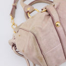 Miu Miu Vitellolux Hand Bag Leather 2way Beige Gold Tone Auth 200811-16