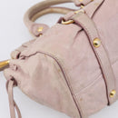 Miu Miu Vitellolux Hand Bag Leather 2way Beige Gold Tone Auth 200811-10
