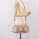 Miu Miu Vitellolux Hand Bag Leather 2way Beige Gold Tone Auth 200811-22