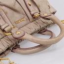 Miu Miu Vitellolux Hand Bag Leather 2way Beige Gold Tone Auth 200811-7