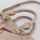Miu Miu Vitellolux Hand Bag Leather 2way Beige Gold Tone Auth 200811-8