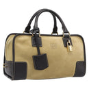 LOEWE Americana 28 Hand Bag Suede Beige Gold Tone Auth 200812V-1