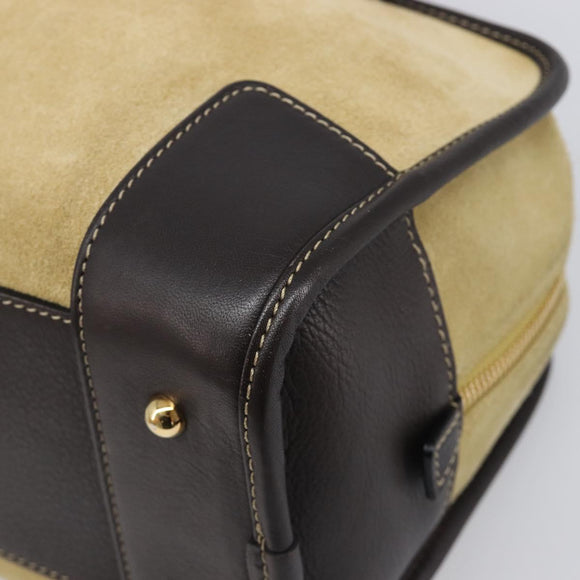 LOEWE Americana 28 Hand Bag Suede Beige Gold Tone Auth 200812V