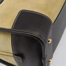 LOEWE Americana 28 Hand Bag Suede Beige Gold Tone Auth 200812V-17