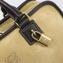 LOEWE Americana 28 Hand Bag Suede Beige Gold Tone Auth 200812V-18