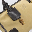 LOEWE Americana 28 Hand Bag Suede Beige Gold Tone Auth 200812V-9