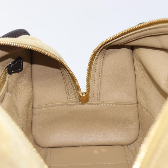 LOEWE Americana 28 Hand Bag Suede Beige Gold Tone Auth 200812V
