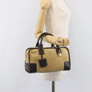 LOEWE Americana 28 Hand Bag Suede Beige Gold Tone Auth 200812V-26