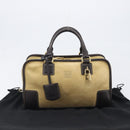 LOEWE Americana 28 Hand Bag Suede Beige Gold Tone Auth 200812V-12
