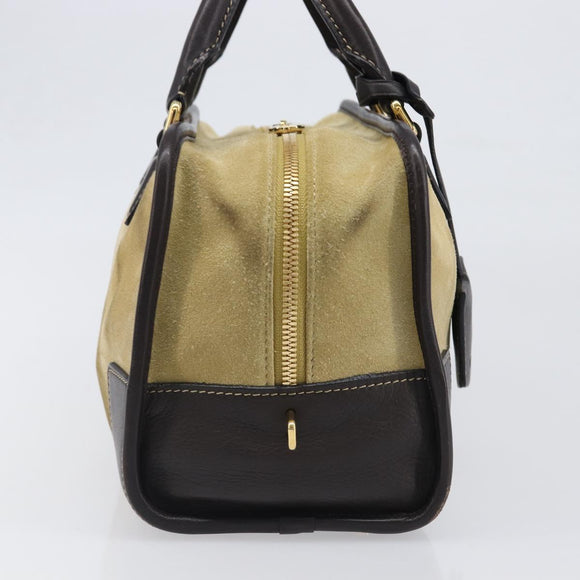 LOEWE Americana 28 Hand Bag Suede Beige Gold Tone Auth 200812V