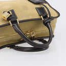 LOEWE Americana 28 Hand Bag Suede Beige Gold Tone Auth 200812V-7