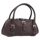 LOEWE Sender Hand Bag Leather Brown Silver Auth 200818V-1