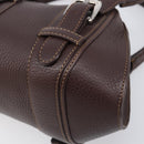 LOEWE Sender Hand Bag Leather Brown Silver Auth 200818V-8