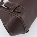LOEWE Sender Hand Bag Leather Brown Silver Auth 200818V-15