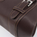 LOEWE Sender Hand Bag Leather Brown Silver Auth 200818V-16