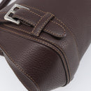 LOEWE Sender Hand Bag Leather Brown Silver Auth 200818V-17