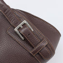 LOEWE Sender Hand Bag Leather Brown Silver Auth 200818V-18