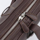 LOEWE Sender Hand Bag Leather Brown Silver Auth 200818V-20