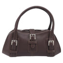 LOEWE Sender Hand Bag Leather Brown Silver Auth 200818V-13