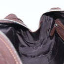 LOEWE Sender Hand Bag Leather Brown Silver Auth 200818V-23