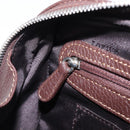LOEWE Sender Hand Bag Leather Brown Silver Auth 200818V-24