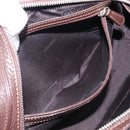 LOEWE Sender Hand Bag Leather Brown Silver Auth 200818V-25