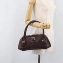 LOEWE Sender Hand Bag Leather Brown Silver Auth 200818V-26