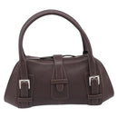LOEWE Sender Hand Bag Leather Brown Silver Auth 200818V-2