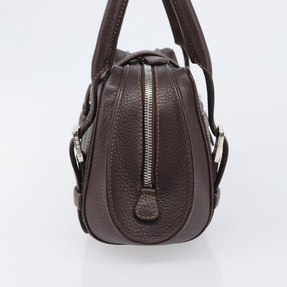 LOEWE Sender Hand Bag Leather Brown Silver Auth 200818V