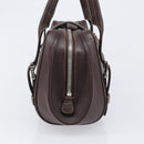 LOEWE Sender Hand Bag Leather Brown Silver Auth 200818V-4