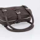 LOEWE Sender Hand Bag Leather Brown Silver Auth 200818V-7