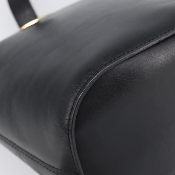CELINE Shoulder Bag Leather Black Gold Tone Auth 200820A