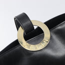 CELINE Shoulder Bag Leather Black Gold Tone Auth 200820A-17