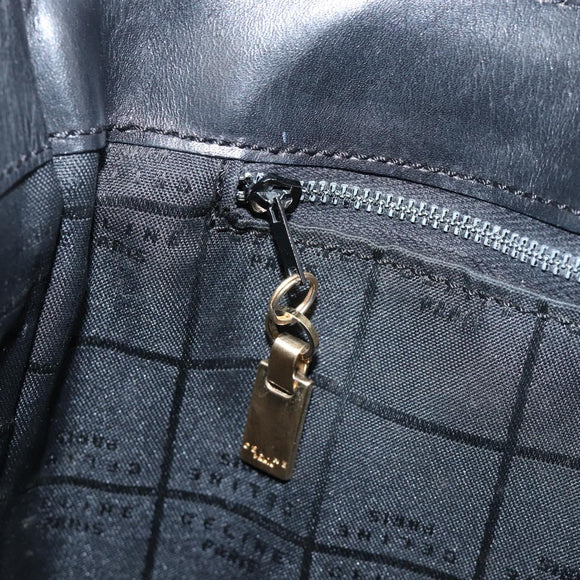 CELINE Shoulder Bag Leather Black Gold Tone Auth 200820A