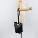 CELINE Shoulder Bag Leather Black Gold Tone Auth 200820A-23